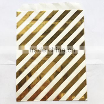 Factory Supply Chevron Striped Foil Gold Candy Snake Gift Packing Bags for Wedding Party Supply