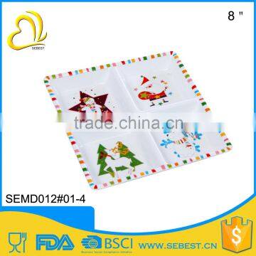 high quality wholesale alibaba 8" square 4 melamine compartment plate