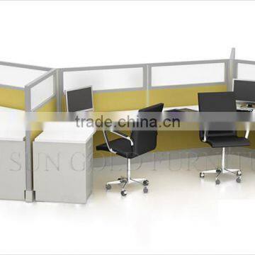 Modern 120 degree 6 person office workstation with partition wall (SZ-WSB311)