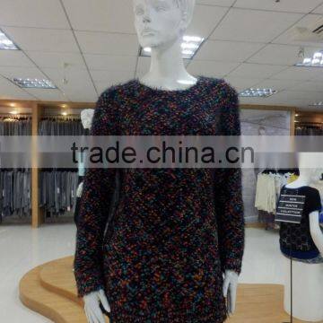 Women Crew Neck Short Sleeve Jersey Knit Pullover Dress Sweater2016 Fall/winter Viscose/nylon/wool Quality Choice photo-2