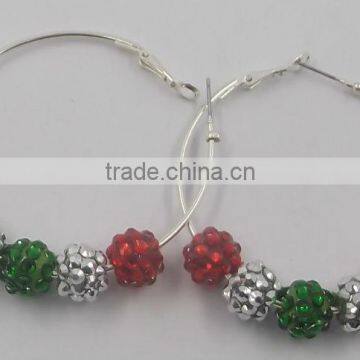 colorful acrylic beads earring hoop silver earring hoop santa earring