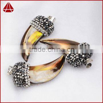 Personalized handmade ox horn fashion tiger eye pendant, hot jewelry trends 2015, cheap unique jewelry