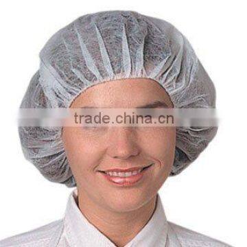 Single Use White Non-woven Bouffant Cap with Elastic