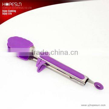 Food grade silicone and stainless steel food tong