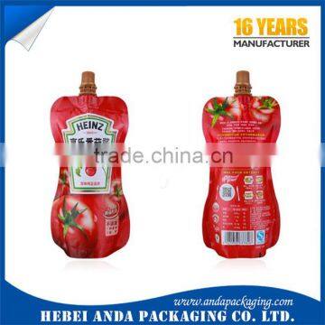 Plastic tomato sauce packaging /tomato ketchup spout pouch/ ketchup doypack                        
                                                Quality Choice