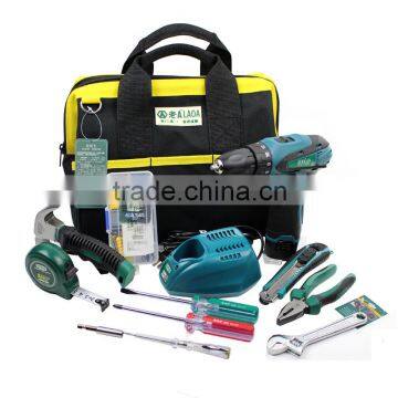 35pcs home use 12V li-ion battery charged electric drill set electrician repair tool bag domestic use tool set