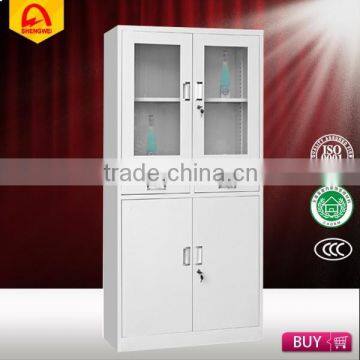 high quality steel filing storage cabinet medical cabinet with two drawers and glass door