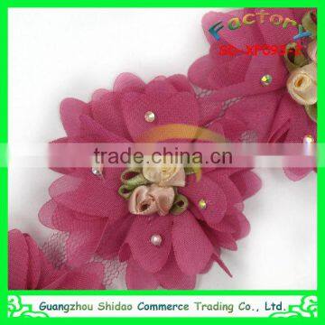 Chiffon lace trim decoration chiffon flower for wedding dress decoration