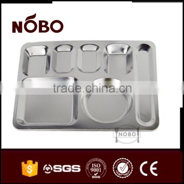 7 big compartments stainless steel fast food tray