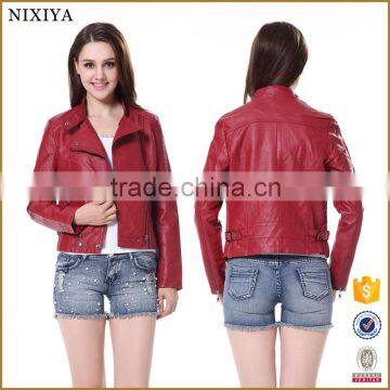 Women's PU Coats Cool Fashion PU Jackets Red Coats 2015