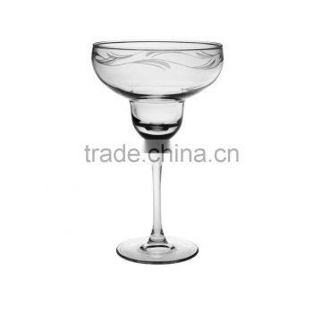 Engraved frosted leaf leadfree customized size popular clear transparent margaret glass special