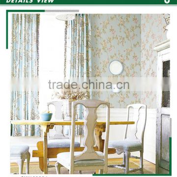 remnants embossed pvc coated wallpaper, polar blue pastoral floral wallcovering for backdrop , environmental wall sticker