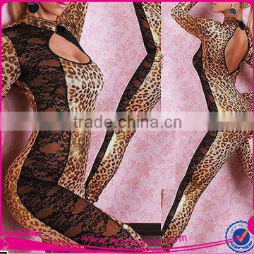 Best Quality Different Styles Sexy Leopard Leather Latex Catsuit