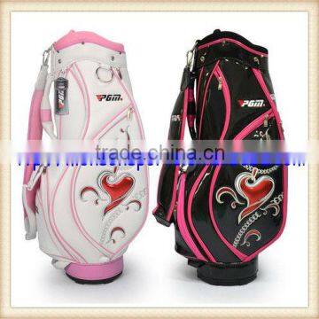 quality pu new design lady golf bag black white fashion