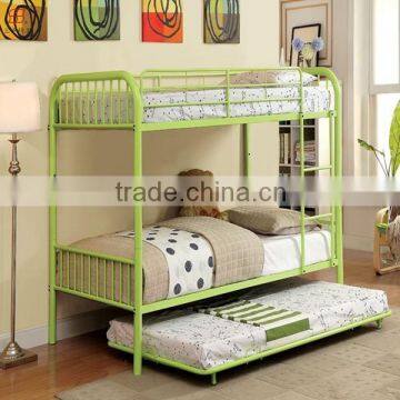 Metal Hotel Furniture Twin Size Hotel Bunk Bed with Trundle