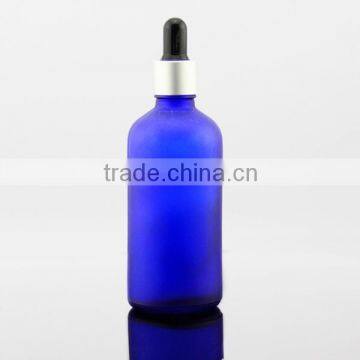 100 ml blue frosted glass bottle with dropper cap essential oil glass bottle