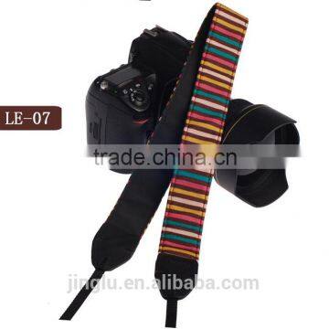 Leather Camera Strap Shoulder Neck Striped brown yellow Red green For DSLR LE-03