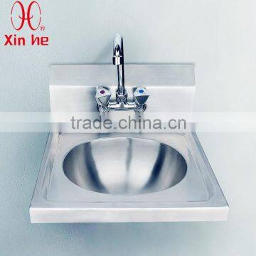 Stainless Steel Wall Hung Commercial Hand Washing Sink with Backsplash and Tap hole for Public Use