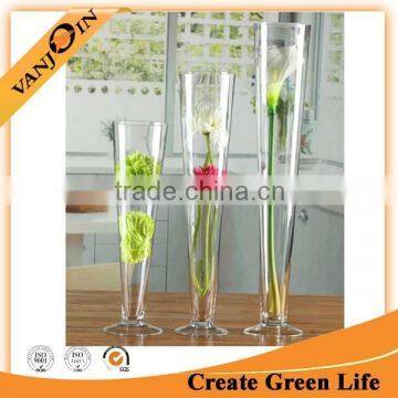 Wholesale Clear Beautiful Tall Vase Glass Conical