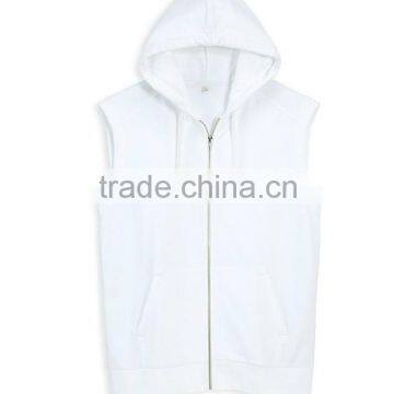 Mens 100% Cotton Plain White Short Sleeve Pullover Hoodie photo-2