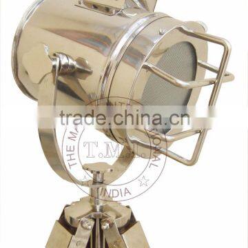 SPOTLIGHT WITH WOODEN TRIPOD STAND - SEARCHLIGHT WITH WOODEN STAND - NAUTICAL SPOTLIGHT photo-2