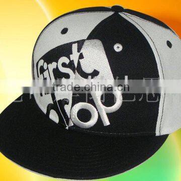 black and white fitted cap