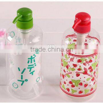 small plastic pump spray bottle 750ml body lotion /shampoo plastic box press Pump round