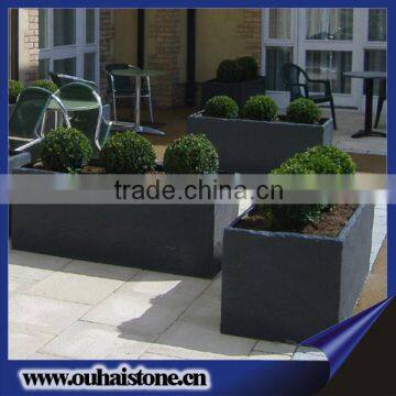 Private villa decoration black slate stone pots rectangular planter