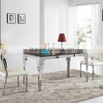 L859 Modern Marble Dining Room Table with Stainless Steel Legs