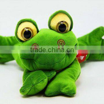 fashional popular lovely green plush frog animal toy with round big eyes for valentine festival