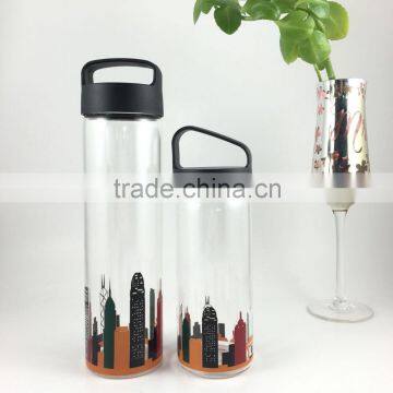 Mochic 350ML printing BPA free glass drinking bottle outdoor glass water bottle