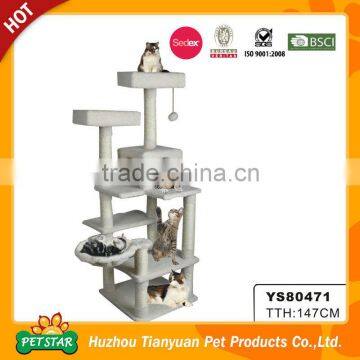 Professional Plush Fabric White Luxury Cat Tree