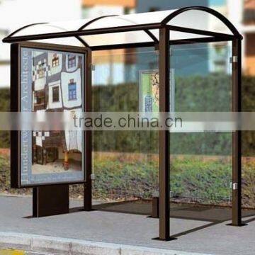 Modern Style Metal Outdoor Bus Stop Shelter in Good Design With Light Box for Advertising