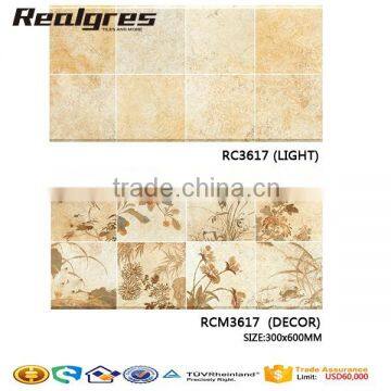 Biege color glossy surface interior wall tiles 300*450mm