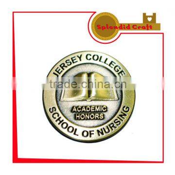 antique brass 3D badge