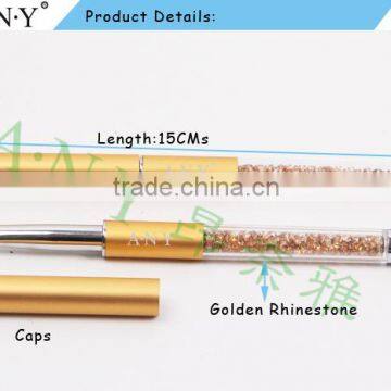 ANY Nail Art Design Care Golden Nail UV Gel Brush Rhinestones Handle