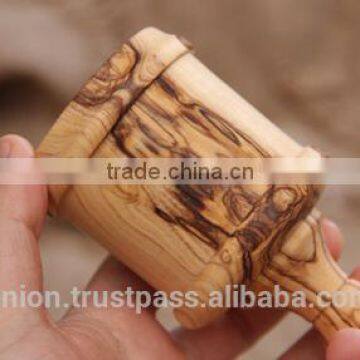 Olive Wood Carved Goblet Wineglass Hand Made photo-5