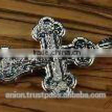 Silver 925 Cross Crucifix. Russian & Greek Orthodox Style. Burnished Silver