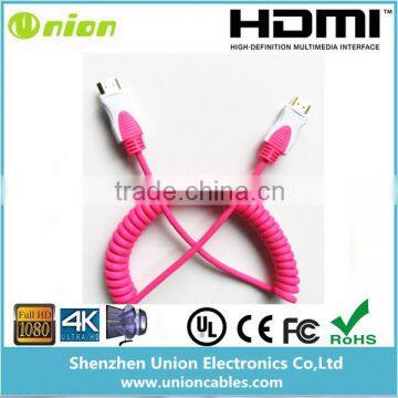 Pink HDMI Spring cable for camera DSLR photography