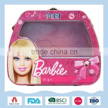 Cute tin lunch box for kids with handle and window