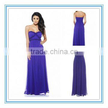 Royal Blue Thin Chiffon Beads Sweetheart Neckline Empire Waist Sexy African Evening Dresses 2015(AC-1009)