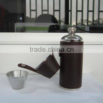 Cylindrical Shape and Suture and Leather Wrapped Bottle and 2 Glasses photo-2