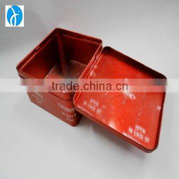 Large square hinged lid gift metal tin box