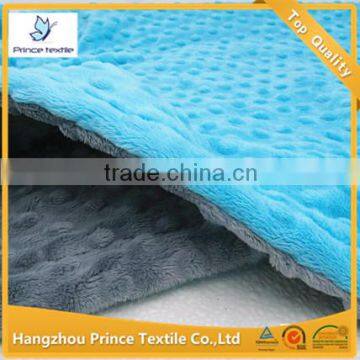 Personalized Blue Dots Minky With Dark Gray Minky Baby Minky Blanket