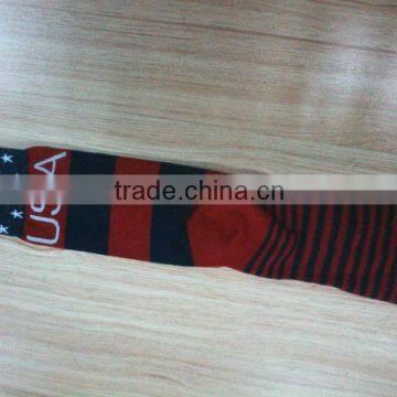 100 Cotton High Quality Red Stripe Tube In-stock Mens Socks