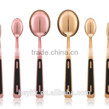 2016 New Arrival ABS Handle Pink Gold Color 4PCS Oval Toothbrush Makeup Brush Set