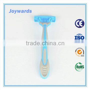 portable handle changeable triple blade disposable razor