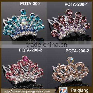 Latest design hot popular fashion mini colored rhinestone tiara