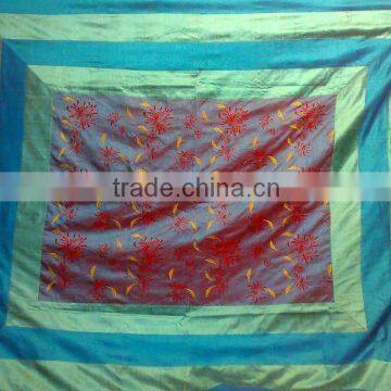 Indian Embroidery Silk Double Bed Cover