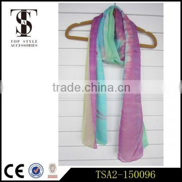 comfortable beautiful long printed purple solid color silk chiffon scarf